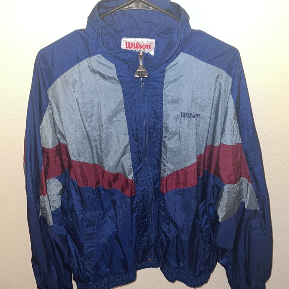 VINTAGE 80s/90s unisex color block fleece lined jacket windbreaker - Picture 2 of 6